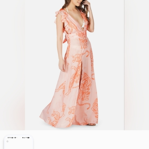 Chic Peach Patterned Maxi Dress - Picture 6 of 9